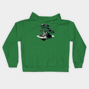 Green Tones Bonsai Island Home Kids Hoodie